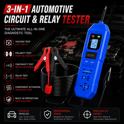 🔧 3-in-1 Automotive Power Circuit Probe & Relay Tester – 12V/24V Electrical Diagnostic Tool | Buy 2 Get Free Shipping 🚚