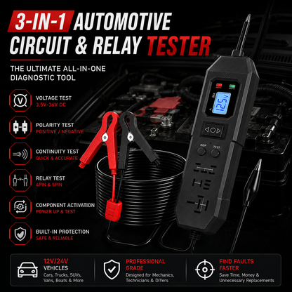 🔧 3-in-1 Automotive Power Circuit Probe & Relay Tester – 12V/24V Electrical Diagnostic Tool | Buy 2 Get Free Shipping 🚚