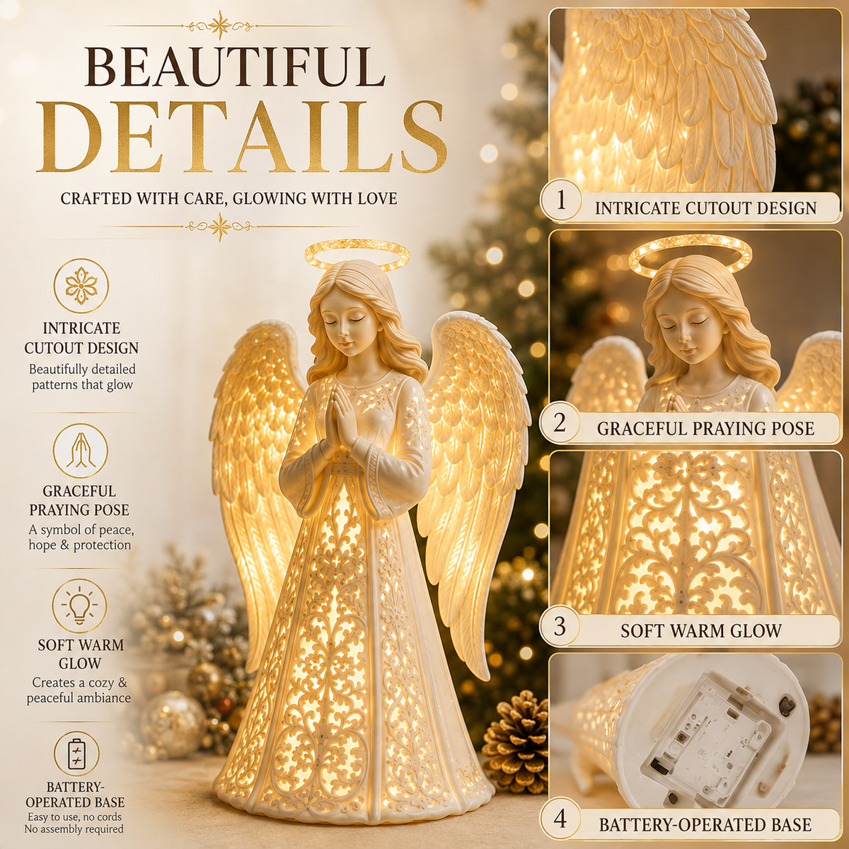 ✨🎄 Angel Christmas Guardian Light – 💡Warm LED Holiday Decor & Meaningful Gift of Hope, Love & Protection ❤️🎁