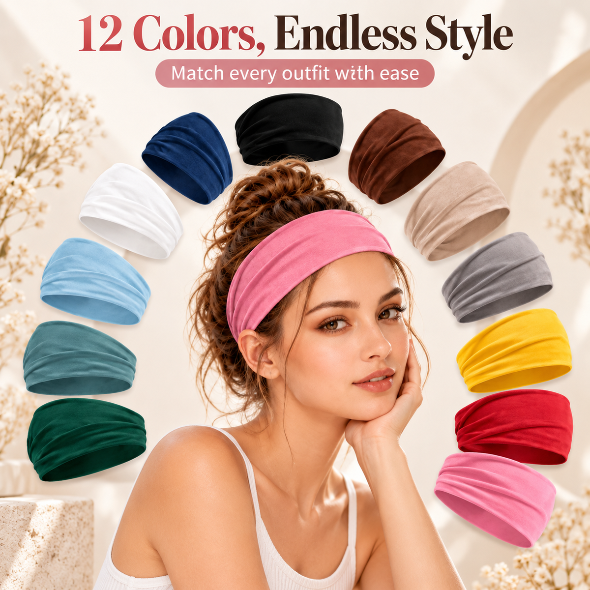 Women's Universal 6-Pack No-Slip Elastic Fashion Headband Set
