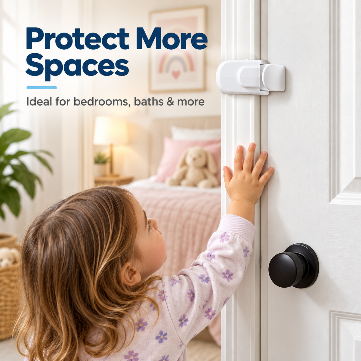 🔒🔒Childproof Door Lock – Easy Snap-On Child Safety Lock