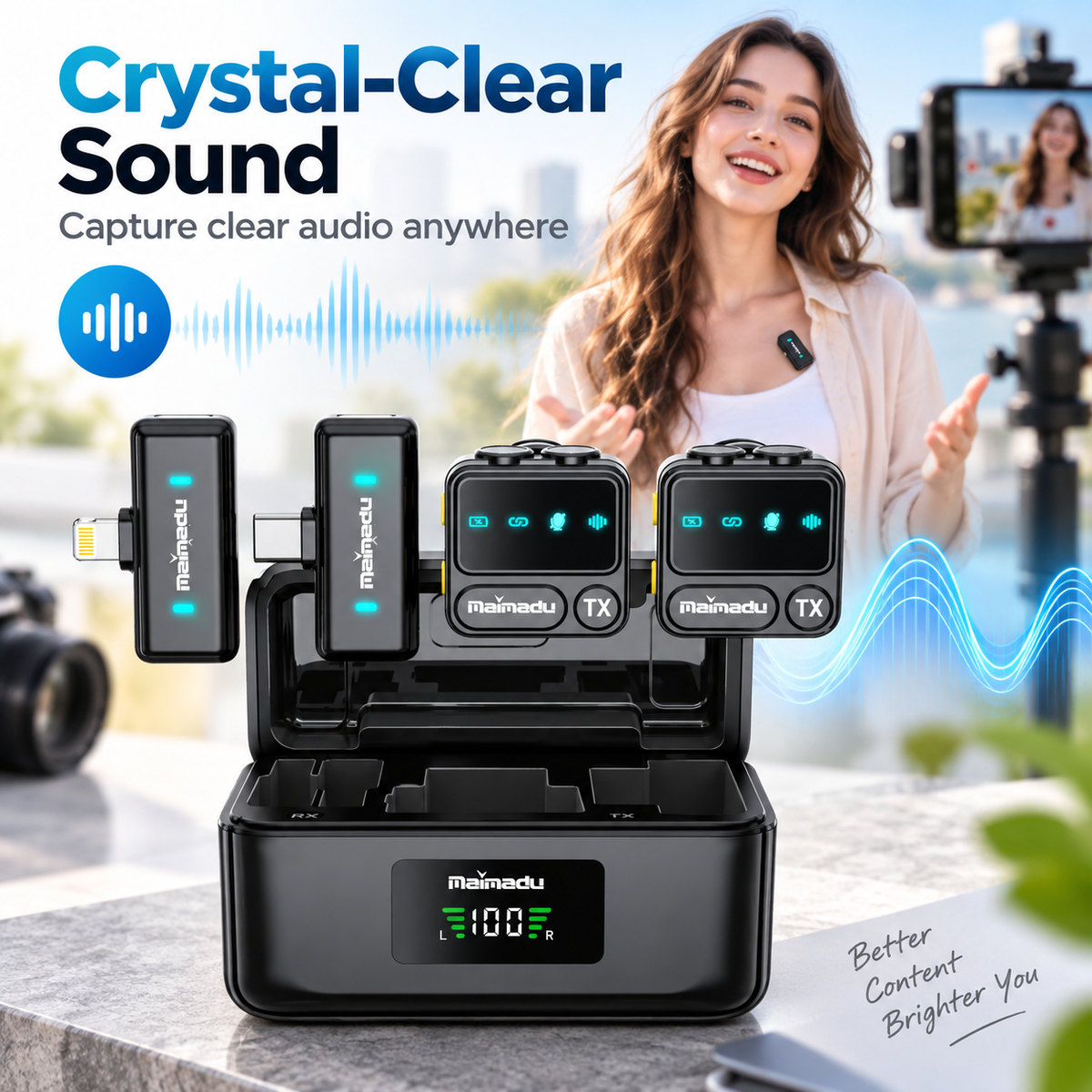 🎙️🔋 Wireless Lavalier Microphone with Charging Case – For iPhone, iPad & Android 📱✨