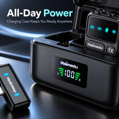 🎙️🔋 Wireless Lavalier Microphone with Charging Case – For iPhone, iPad & Android 📱✨