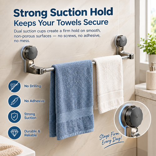 Adjustable Suction Cup Towel Bar