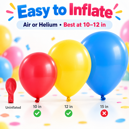100-Pack 10" Premium Extra Thick Latex Blow Up Balloons