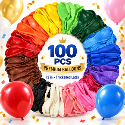 100-Pack 10" Premium Extra Thick Latex Blow Up Balloons