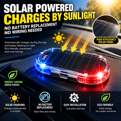 🚨 Solar Fake Car Alarm Light – LED Security Warning Flashing Simulator