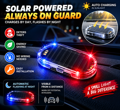 🚨 Solar Fake Car Alarm Light – LED Security Warning Flashing Simulator