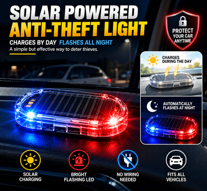 🚨 Solar Fake Car Alarm Light – LED Security Warning Flashing Simulator