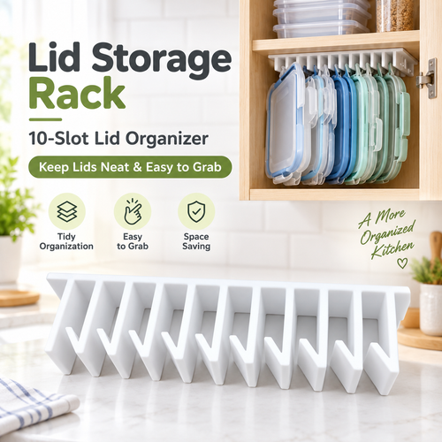 10-Slot Lid Organizer 2-Pack – Kitchen Cabinet & Wall Mount Storage Holder