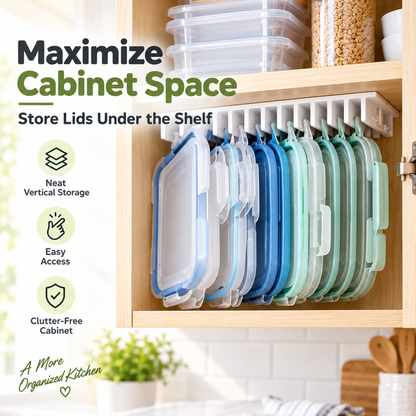 10-Slot Lid Organizer 2-Pack – Kitchen Cabinet & Wall Mount Storage Holder
