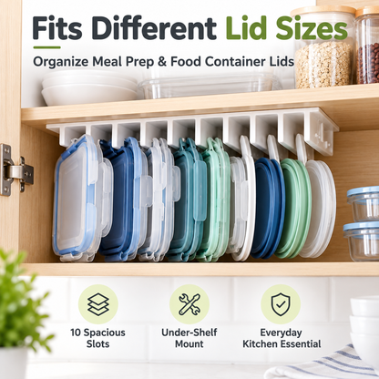 10-Slot Lid Organizer 2-Pack – Kitchen Cabinet & Wall Mount Storage Holder