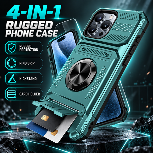 🛡️  Heavy Duty Magnetic Armor Case With Hidden Kickstand And Wallet