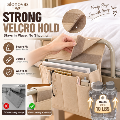 🛏️50% OFF NOW! Bedside Storage Organizer – 5-Pocket Felt Hanging Bed Caddy
