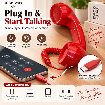 ☎️Retro Phone Handset with Type-C | Vintage Wired Receiver 📞