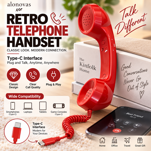 ☎️Retro Phone Handset with Type-C | Vintage Wired Receiver 📞