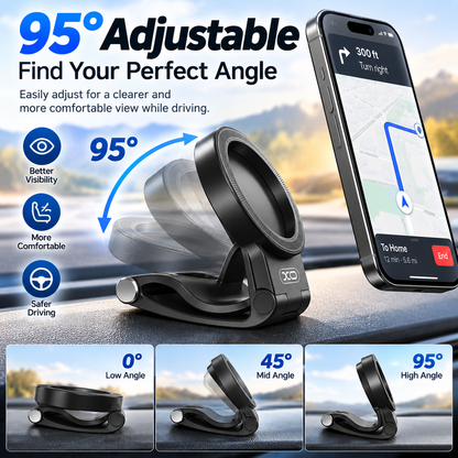 Strong Magnet Magnetic Cellphone Car Mount - Hands-Free Phone Holder, 95° Adjustable
