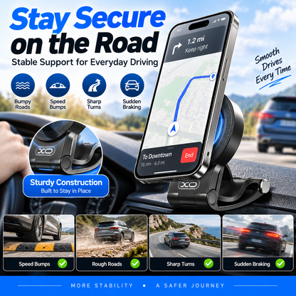 Strong Magnet Magnetic Cellphone Car Mount - Hands-Free Phone Holder, 95° Adjustable