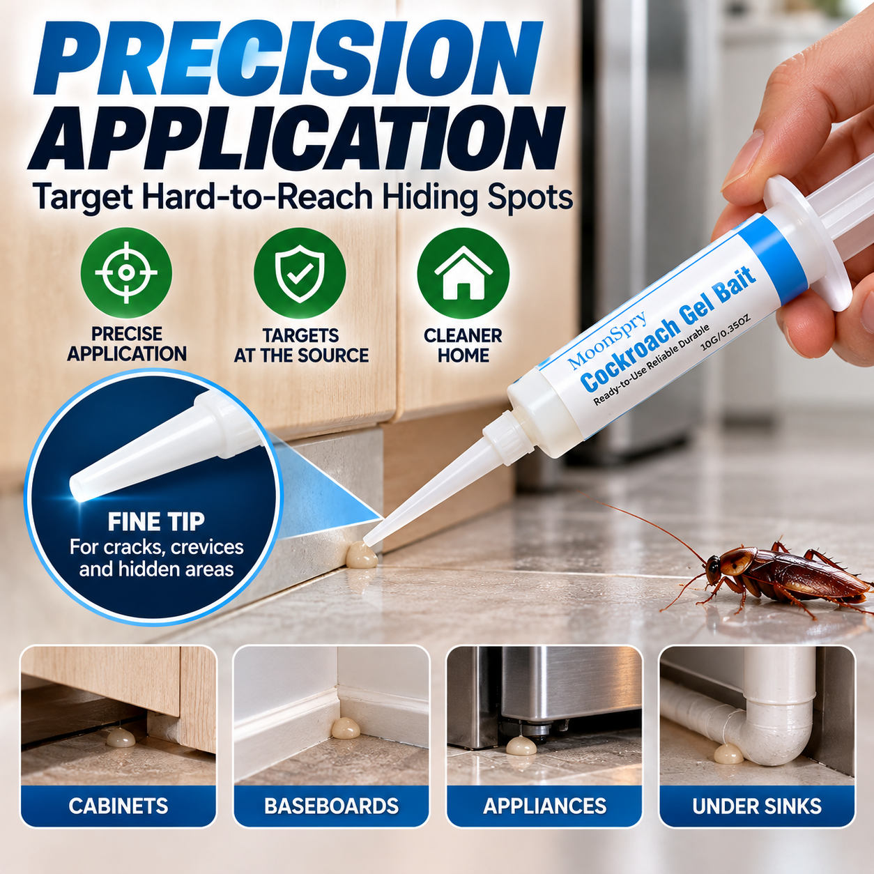 2-Pack Cockroach Gel Bait with Precision Applicator