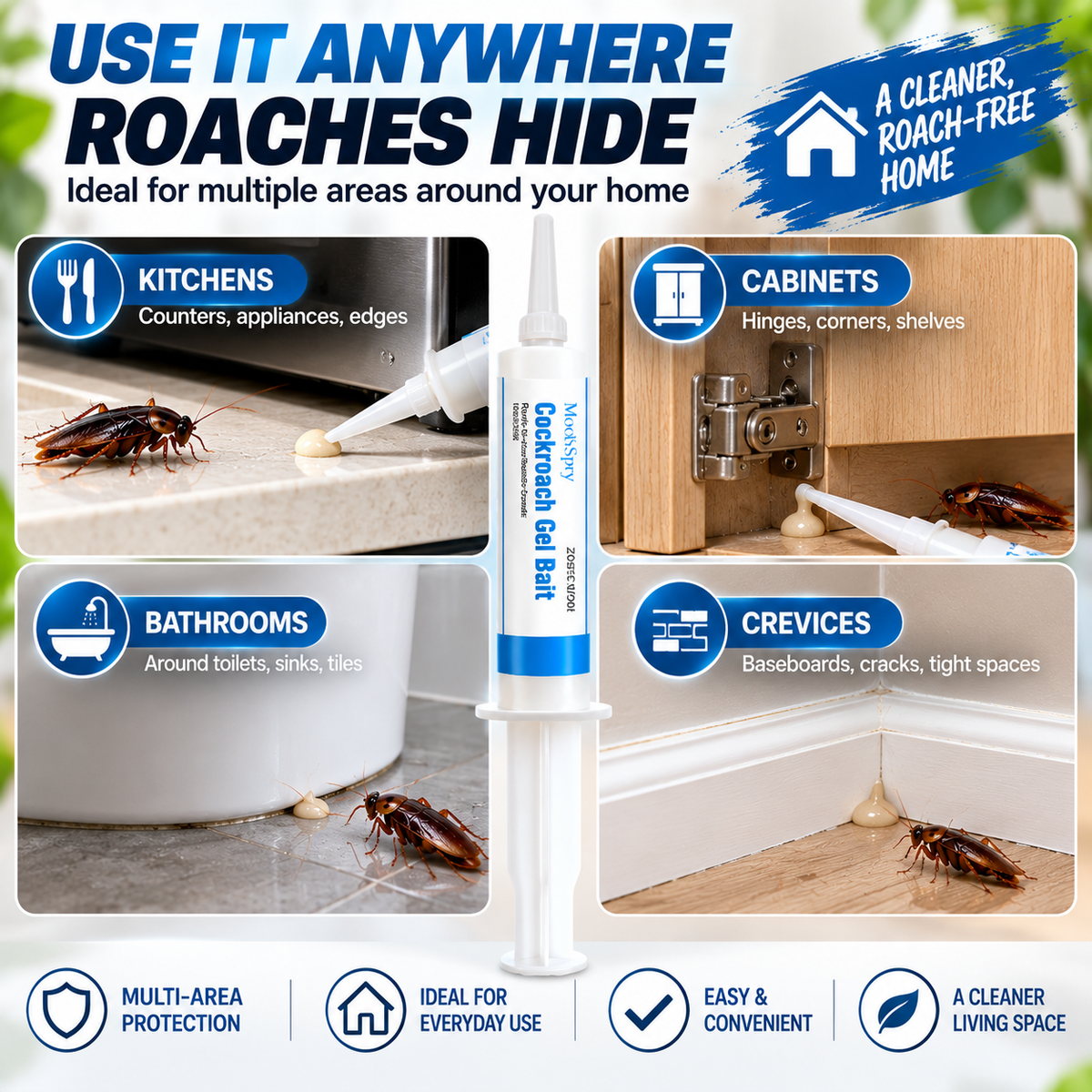 2-Pack Cockroach Gel Bait with Precision Applicator