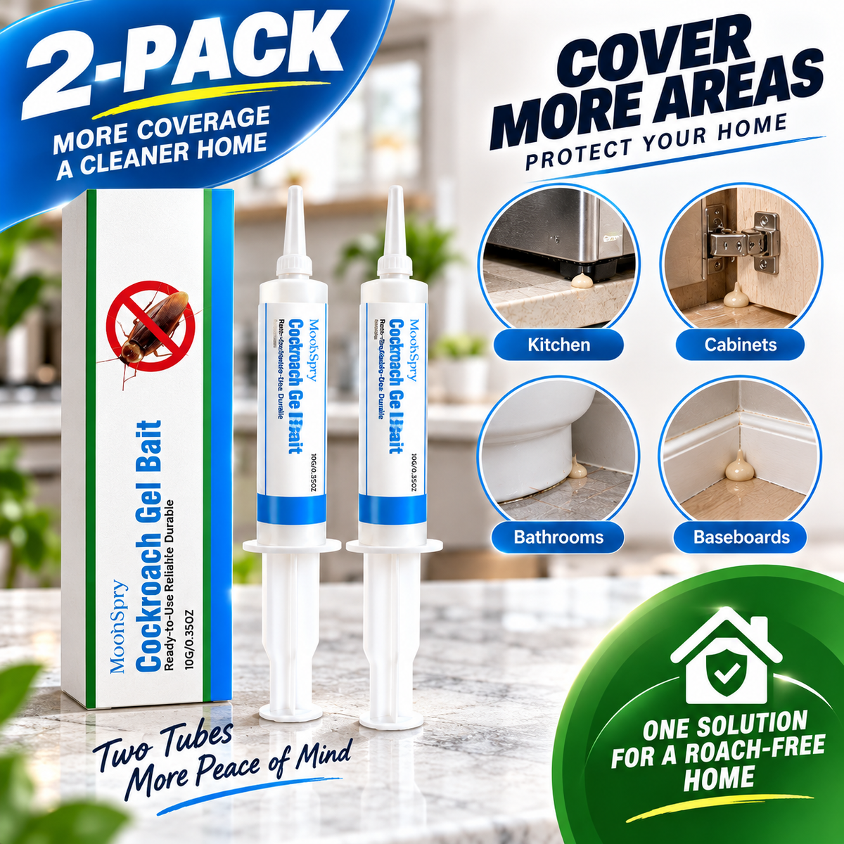 2-Pack Cockroach Gel Bait with Precision Applicator