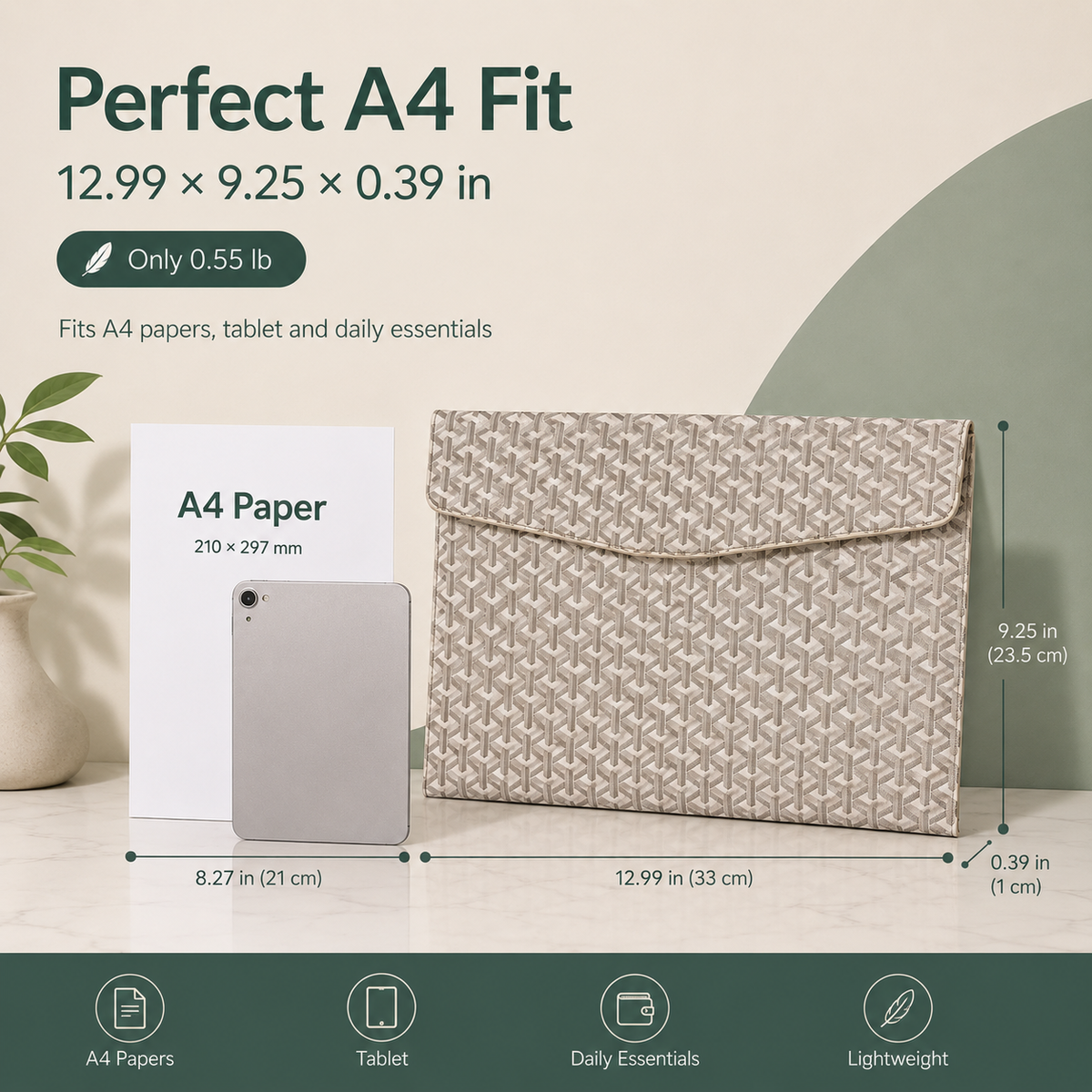 A4 Padfolio Document Organizer – 13" Laptop & Tablet Sleeve with Magnetic Closure