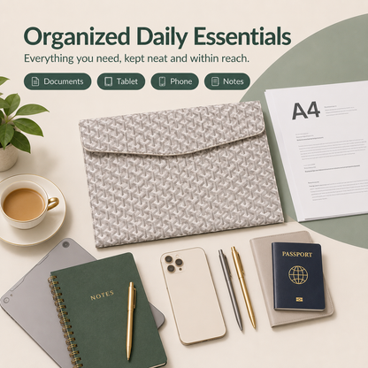 A4 Padfolio Document Organizer – 13" Laptop & Tablet Sleeve with Magnetic Closure