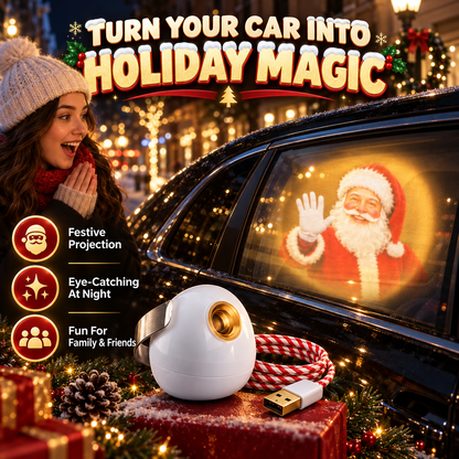 🎅 Santa Beam™ Christmas Car Projector🎄– USB Holiday Projection Light with 6 Santa Films！！！✨