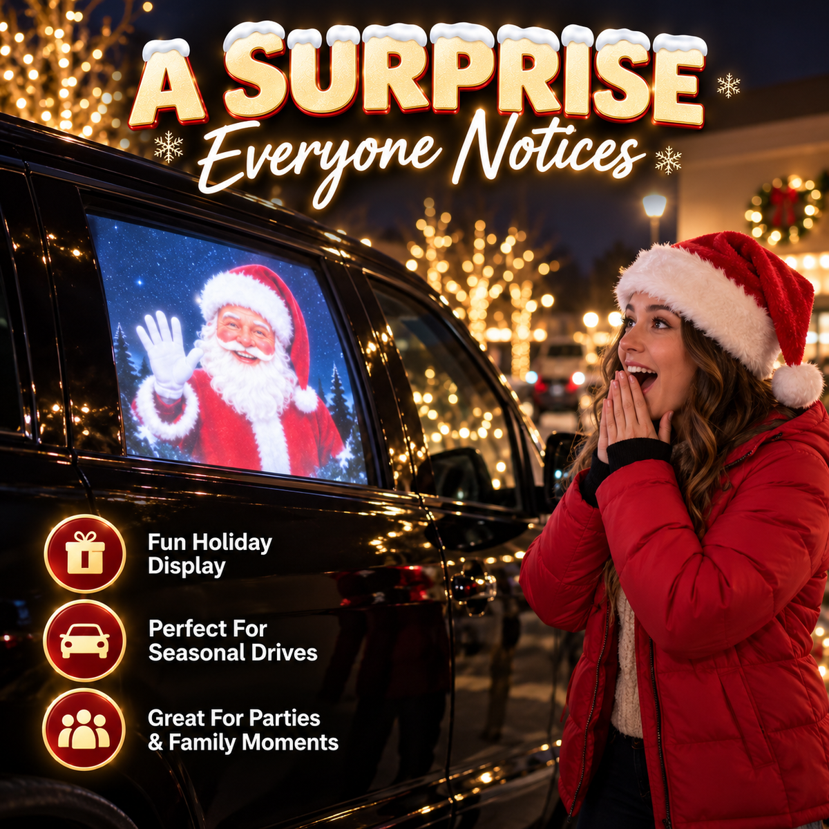 🎅 Santa Beam™ Christmas Car Projector🎄– USB Holiday Projection Light with 6 Santa Films！！！✨