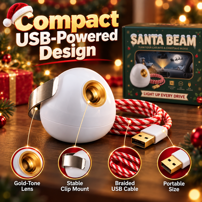 🎅 Santa Beam™ Christmas Car Projector🎄– USB Holiday Projection Light with 6 Santa Films！！！✨