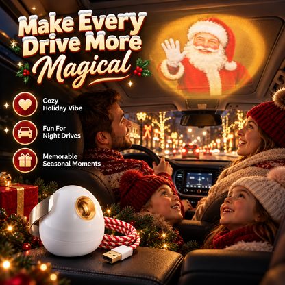 🎅 Santa Beam™ Christmas Car Projector🎄– USB Holiday Projection Light with 6 Santa Films！！！✨