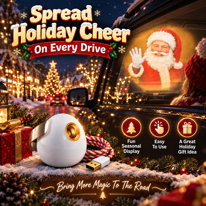 🎅 Santa Beam™ Christmas Car Projector🎄– USB Holiday Projection Light with 6 Santa Films！！！✨