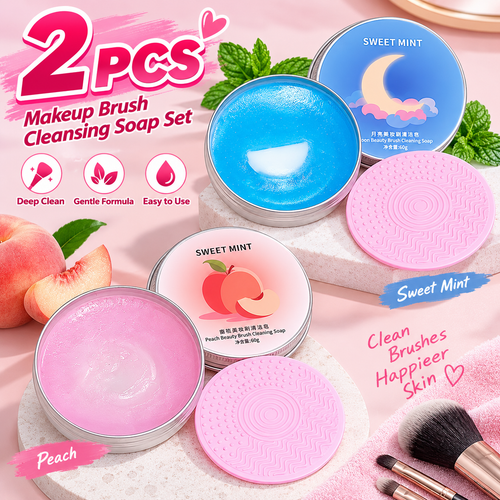 2Pack-Makeup Brush Cleansing Soap (with Silicone Cleaning Pad) — 3.52 oz / 100 g