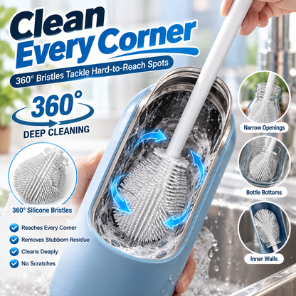 Buy one get one free-360° Silicone Bottle Cleaning Brush with Long Handle