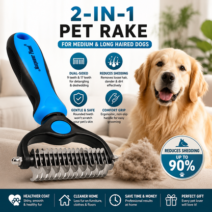 FurEase™ 2-in-1 Deshedding & Dematting Pet Brush