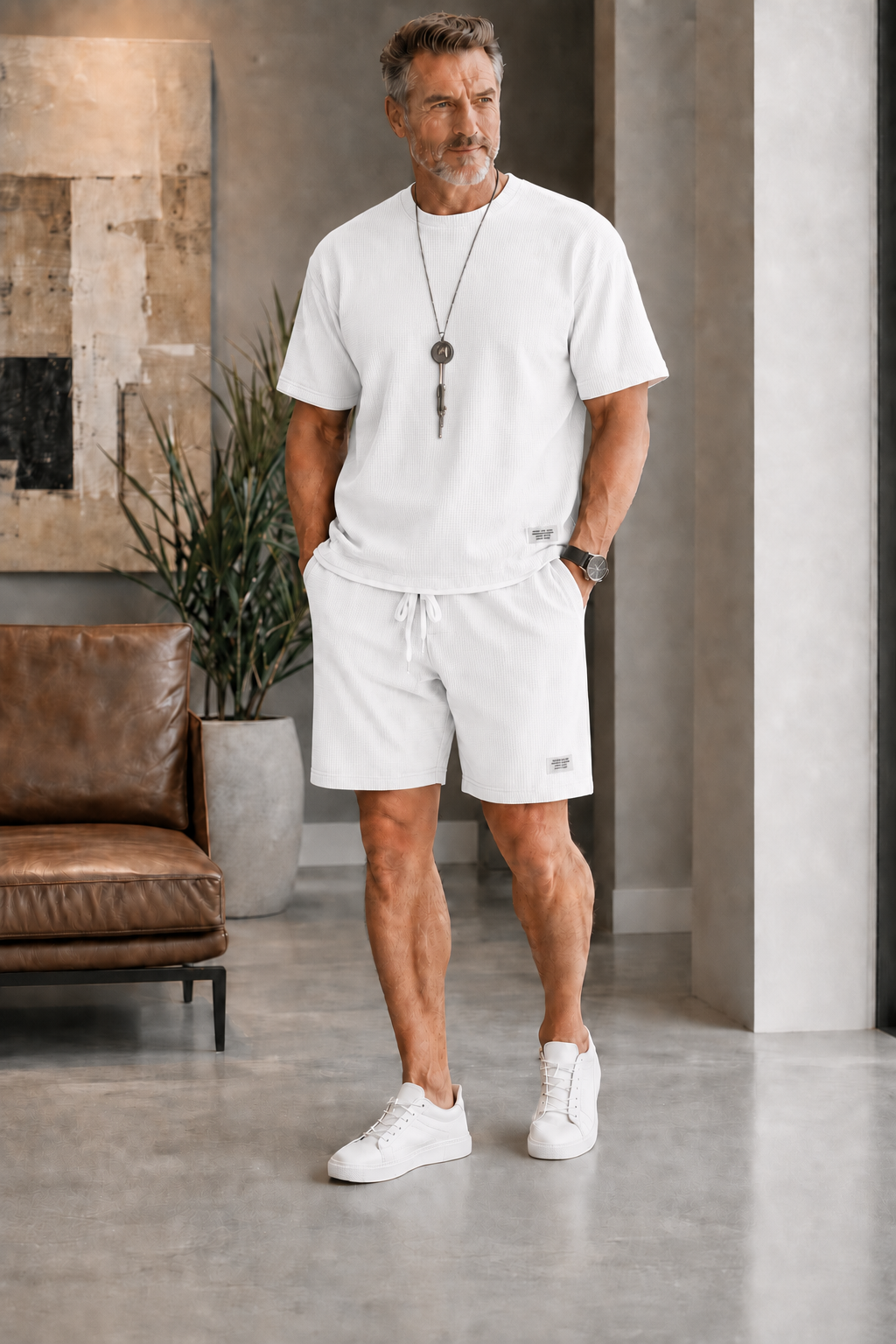 🪐 Men's Letter Print Tee & Drawstring Shorts Set