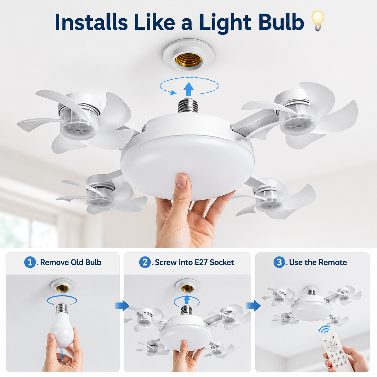 E27 Screw-In Ceiling Fan Light