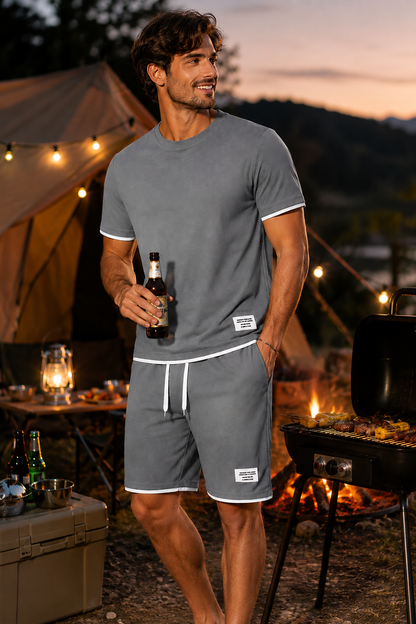 🌊 Men's Faux-Layering Summer Short Set