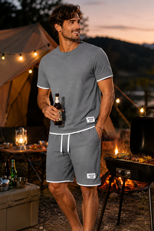 🌊 Men's Faux-Layering Summer Short Set