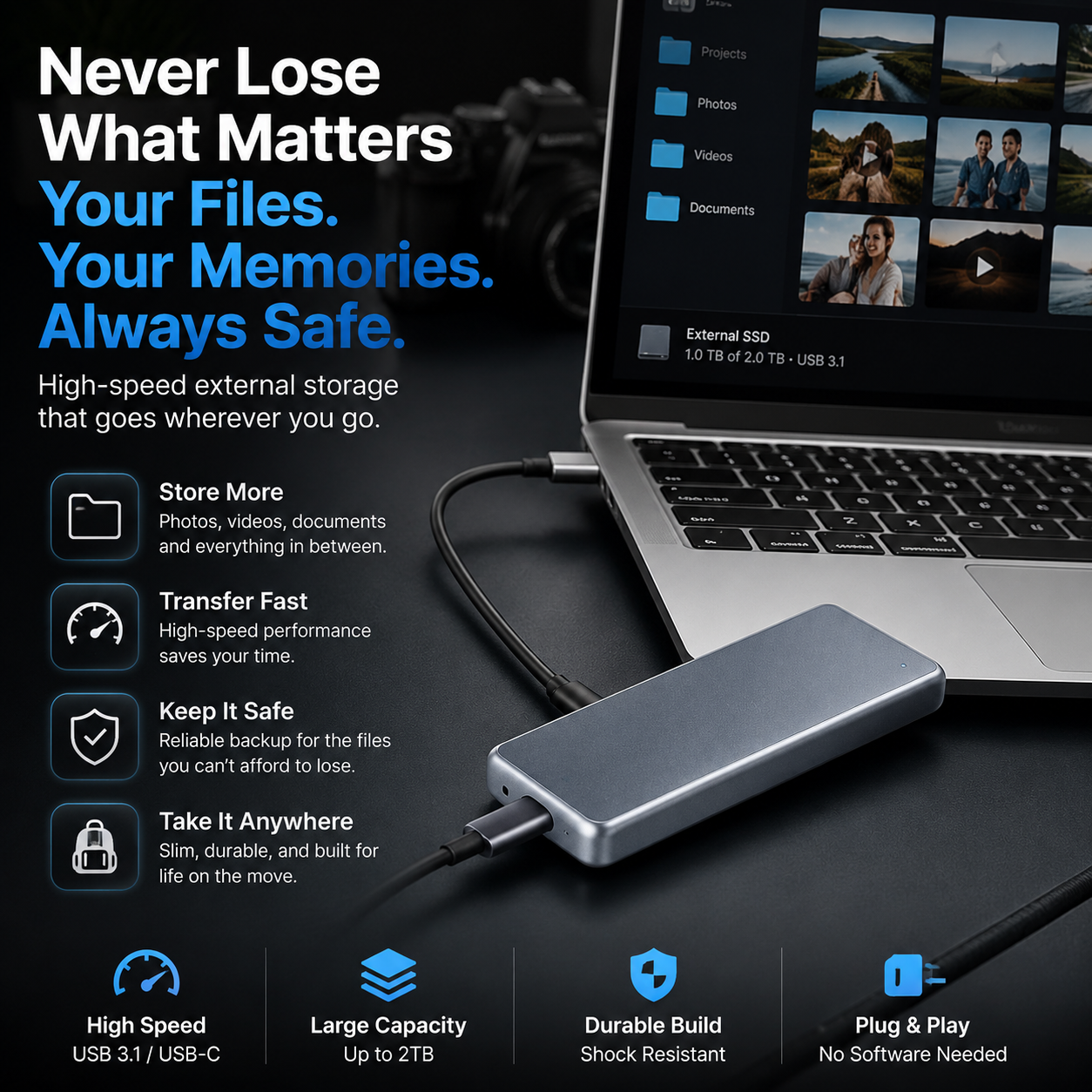 LAST DAY 50% OFF-Portable External SSD – Protect Your Photos, Videos & Important Files