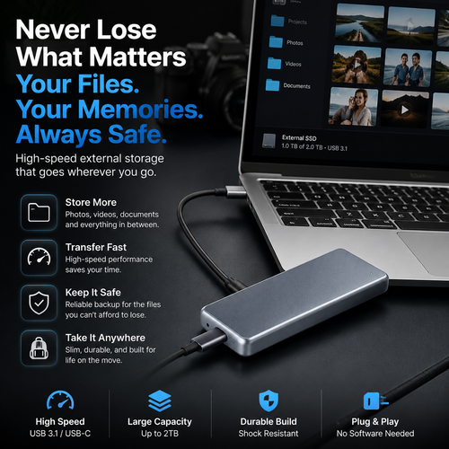 LAST DAY 50% OFF-Portable External SSD – Protect Your Photos, Videos & Important Files