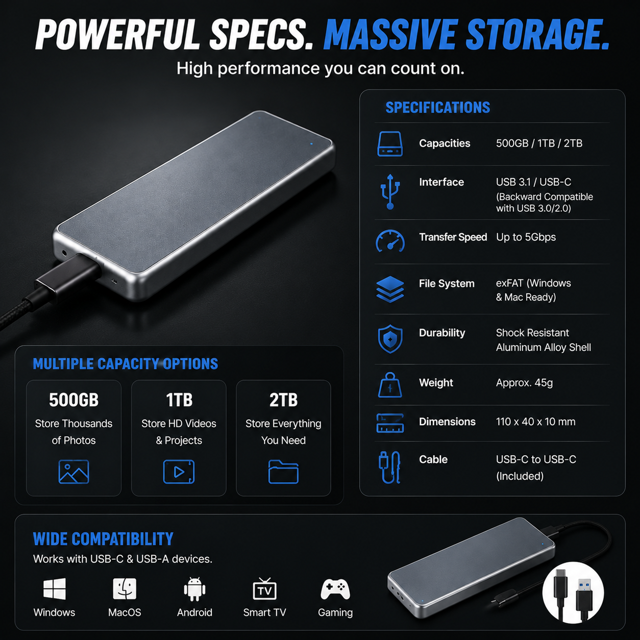 LAST DAY 50% OFF-Portable External SSD – Protect Your Photos, Videos & Important Files