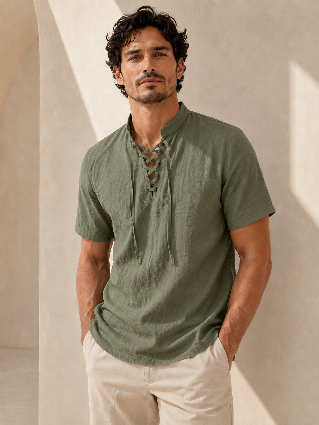 🌿 Men's Casual Retro Linen-Look Shirt