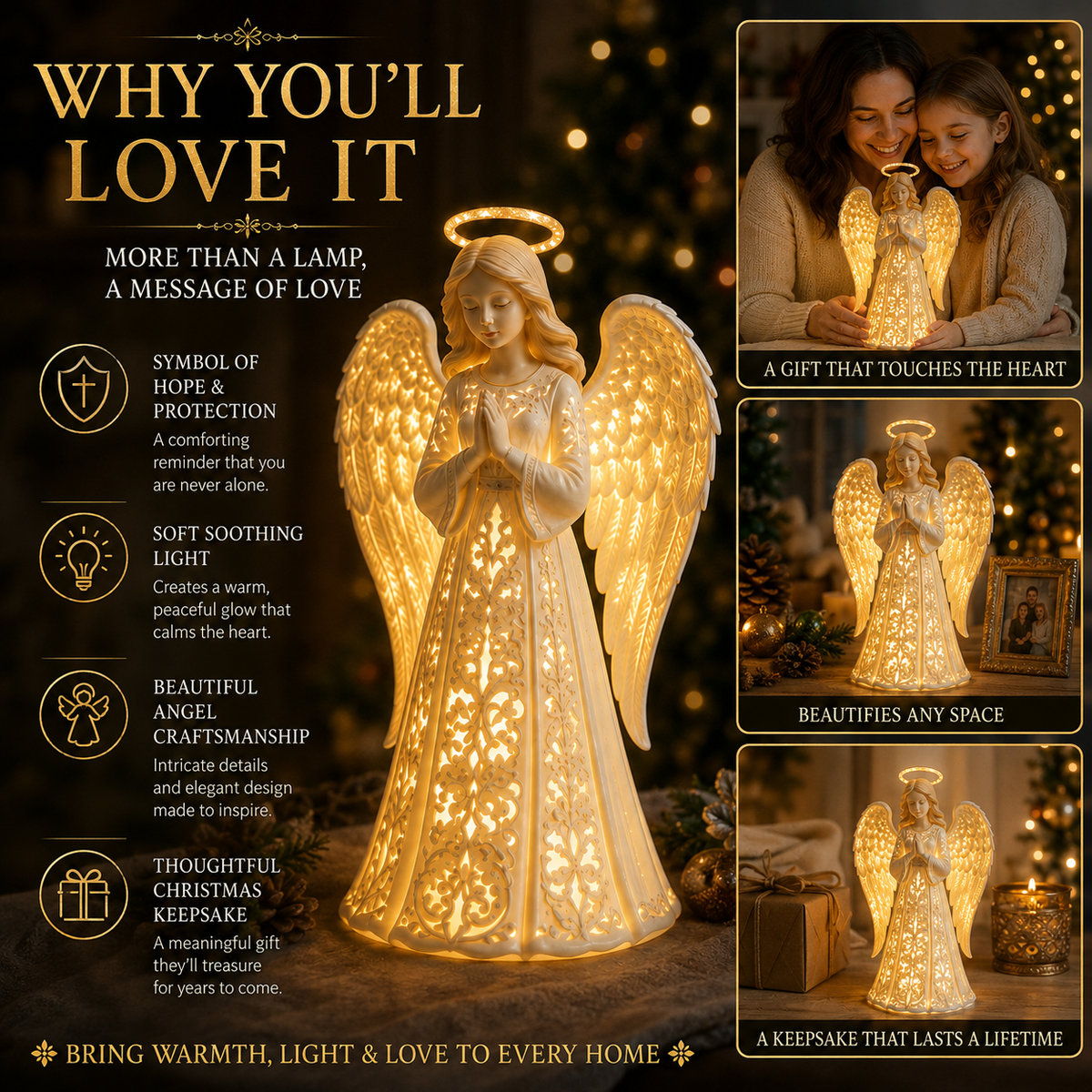 ✨🎄 Angel Christmas Guardian Light – 💡Warm LED Holiday Decor & Meaningful Gift of Hope, Love & Protection ❤️🎁