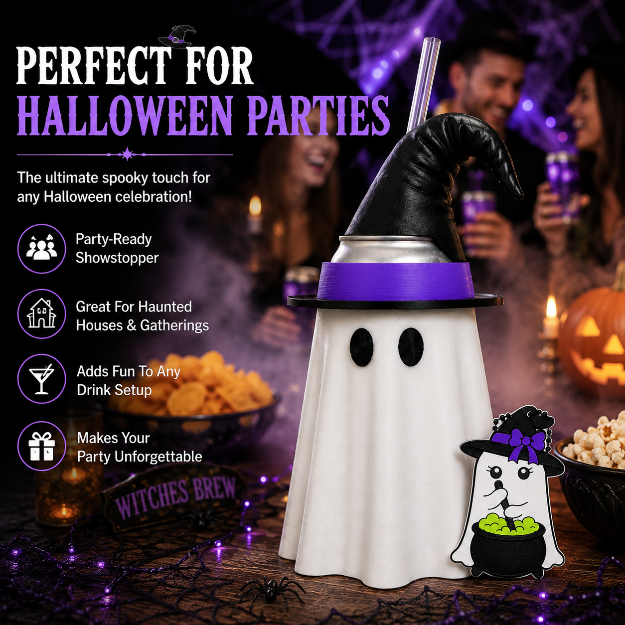 👻 Witches Brew Ghost Can Cooler Set-12 oz Can