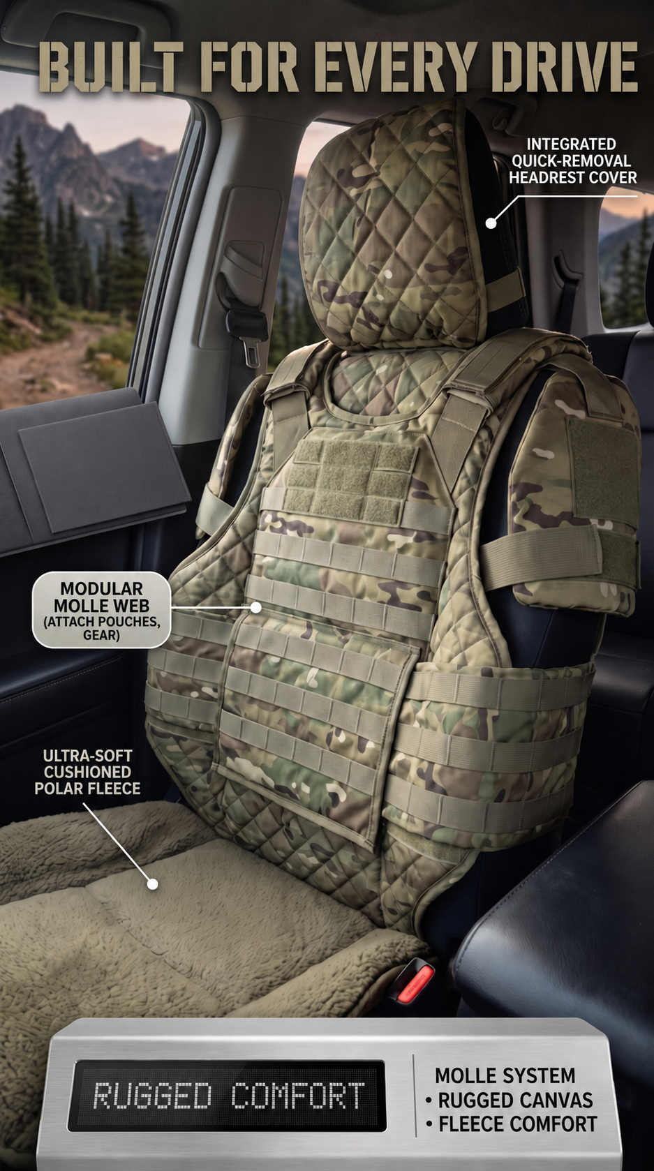 MOLLE Truck Seat Cover Comfort and Storage