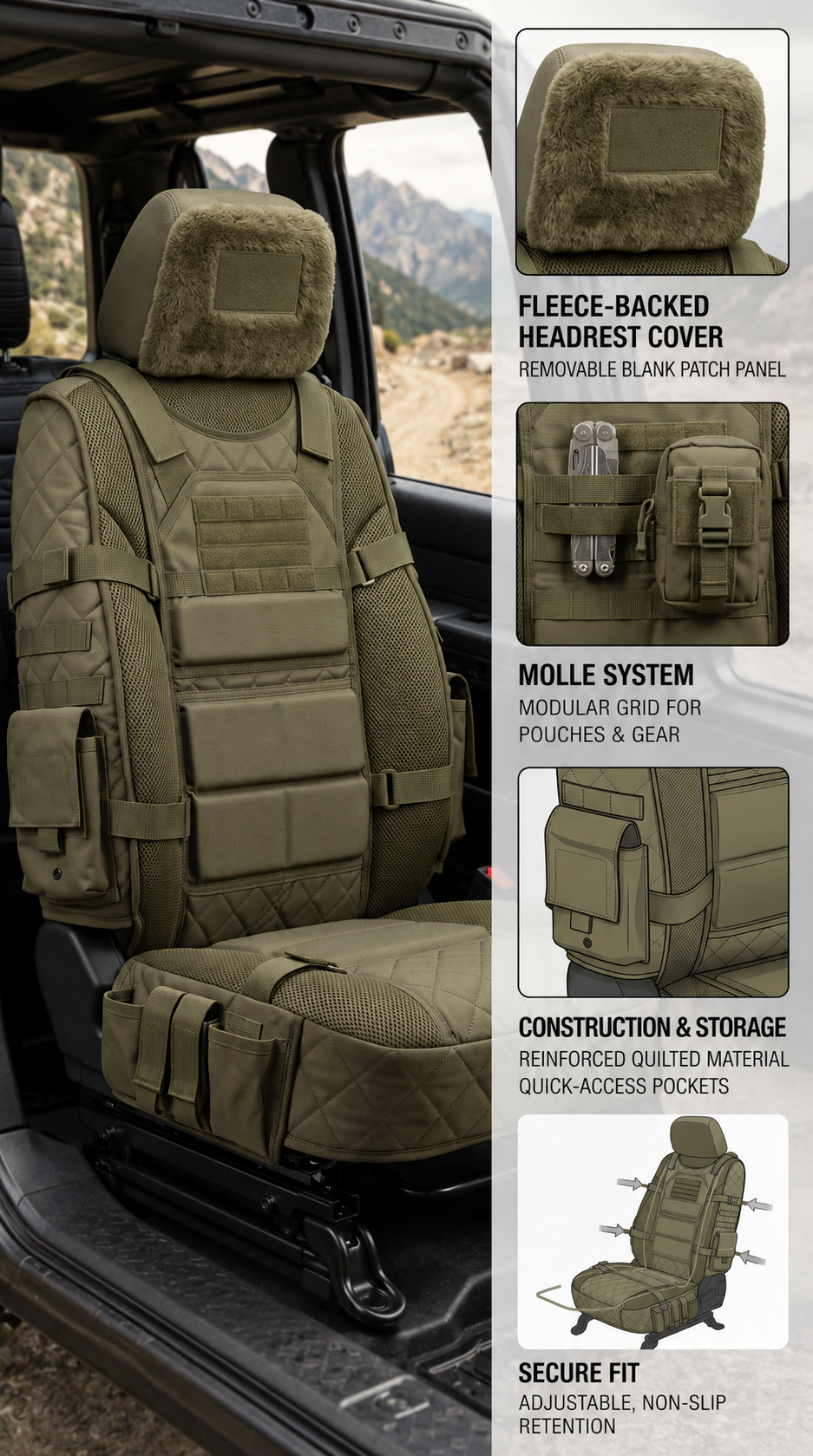 MOLLE System and Tactical Storage Seat Cover