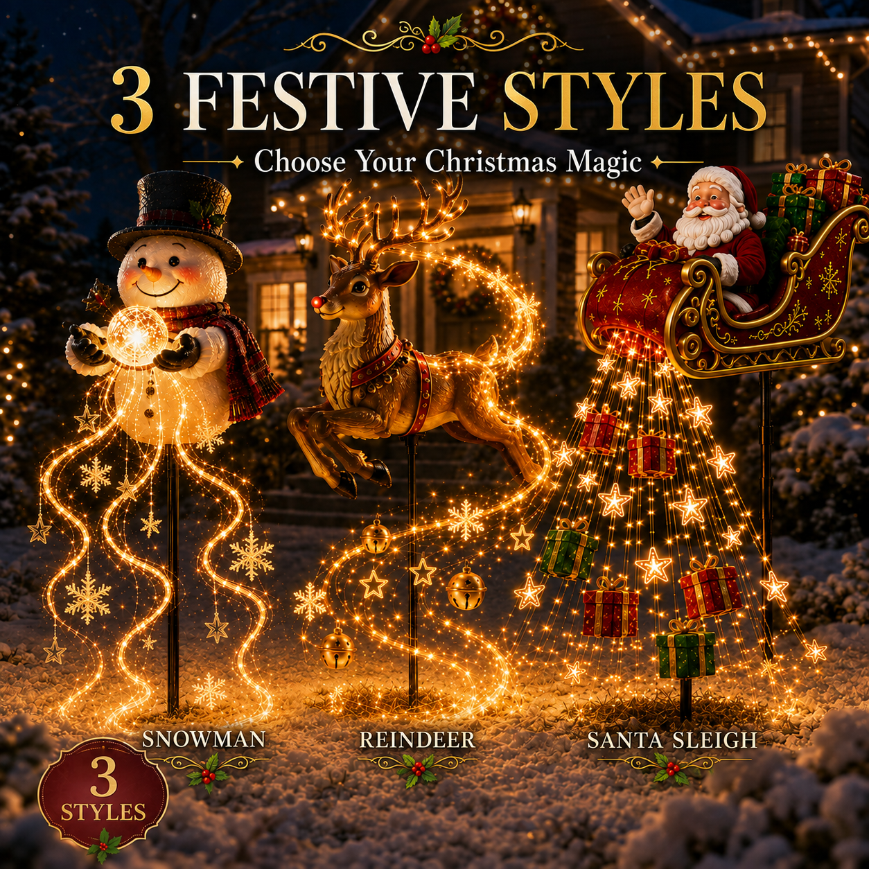 🎅✨ 2026 New Santa's Flying Sleigh Gift Cascade – Solar Christmas Garden Light