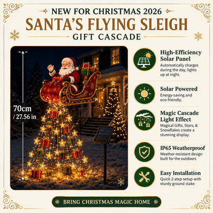🎅✨ 2026 New Santa's Flying Sleigh Gift Cascade – Solar Christmas Garden Light