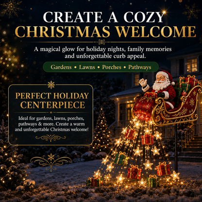 🎅✨ 2026 New Santa's Flying Sleigh Gift Cascade – Solar Christmas Garden Light